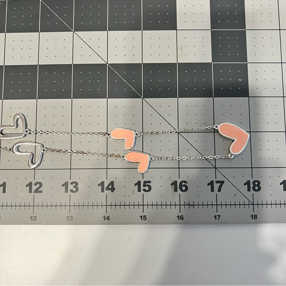 Peach & Silver Heart Necklace on Silver Chain (NEW!) - Picture 3 of 4